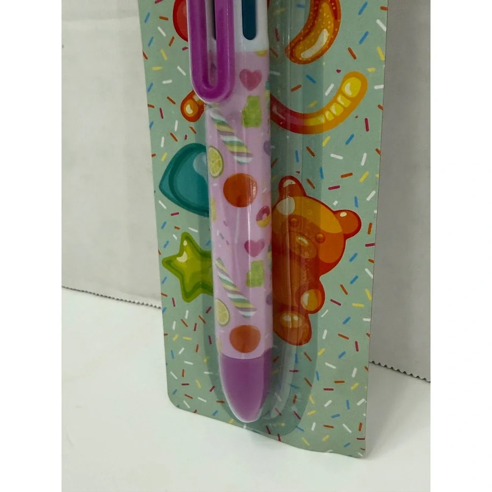 Gummy Bear 6 Color Multi Pen Retractable Ballpoint Candy Theme Pink Purple‎ NEW